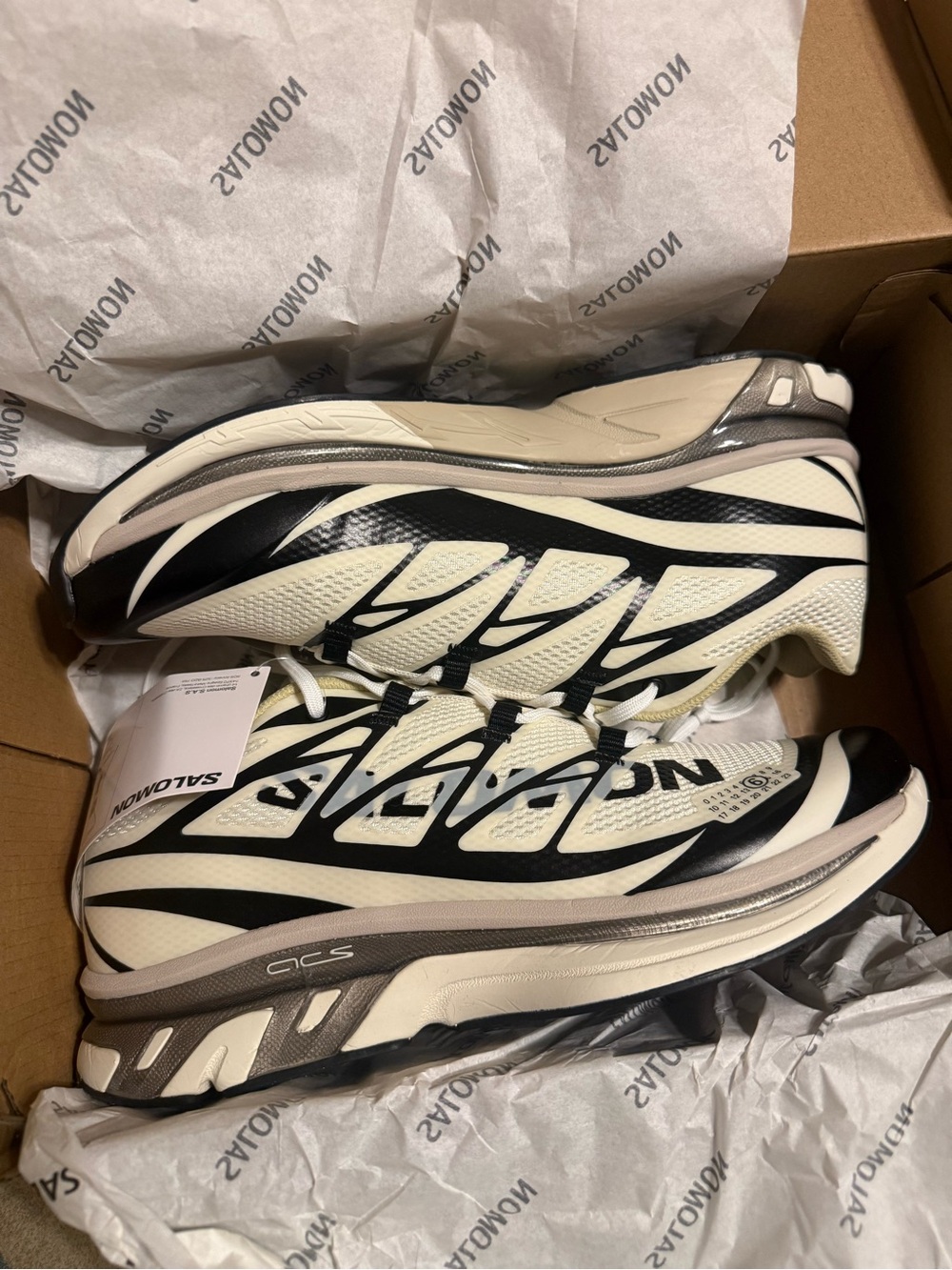 Salomon Maison Martin Margiela Cream and Black Trail Running Shoes